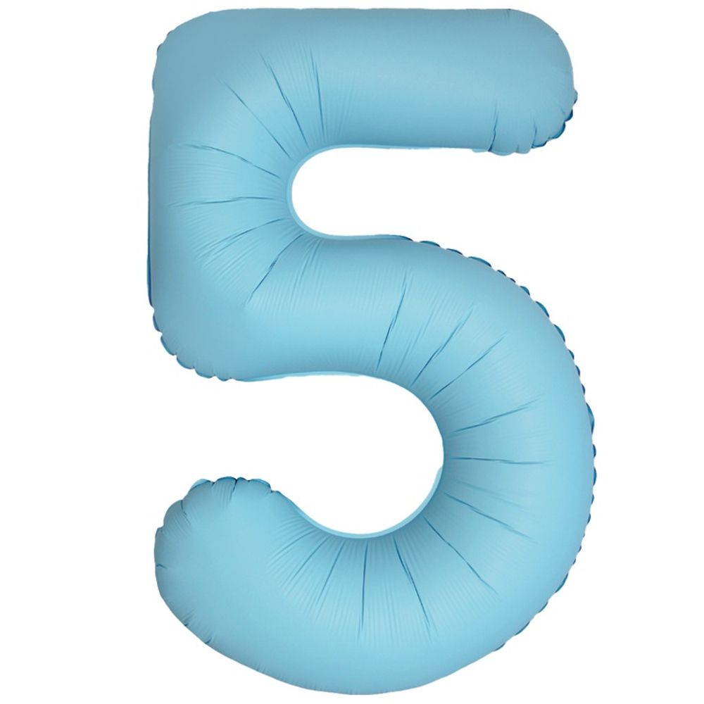 Шар фольгированный Цифра 5 101 см (Голубой)