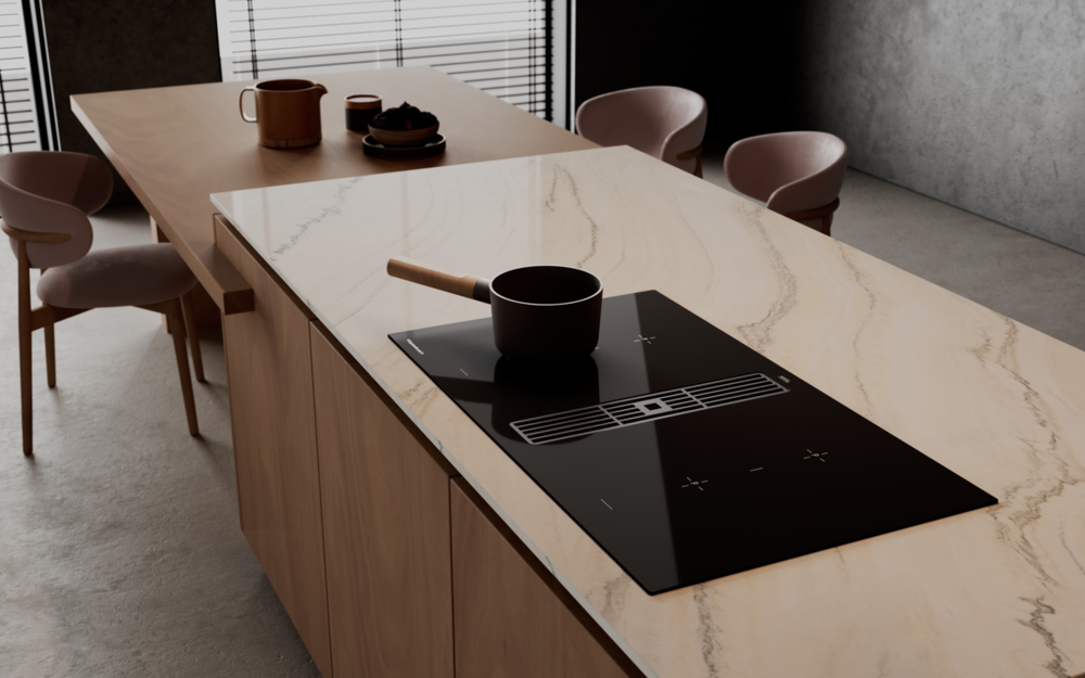 Индукционная варочная панель с вытяжкой Kuppersbusch KMI 9850.0 SR Stainless Steel