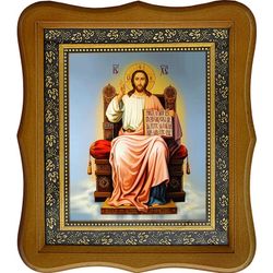 Иисус Христос на троне. Икона на холсте.