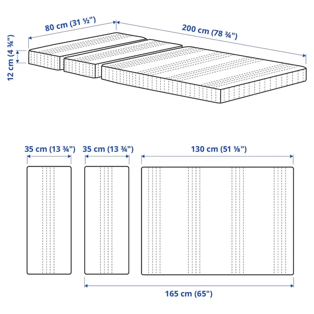 Матрас для раздвижной кровати - ÖMSINT IKEA/ ОМСИНТ ИКЕА, 80х200 см, белый