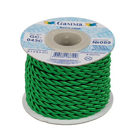 Шнур"Gamma" 4 мм GC-043C витой 9.1 м , цвет 089