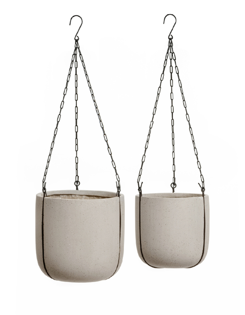 Кашпо TREEZ Effectory Beton Чаша подвесная на цепочках Белый песок в-19 см, д-20 см 41.33-02-22-075-BE-20
