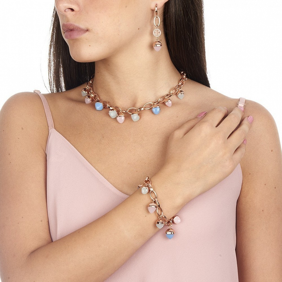 Колье Boccadamo Caleida Blue-Rose XGR566RR BL/R/RG агатом (сапфирином), аквамарином, опалом