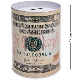 BX-218/4 Металлическая копилка «10 Долларов» 17см