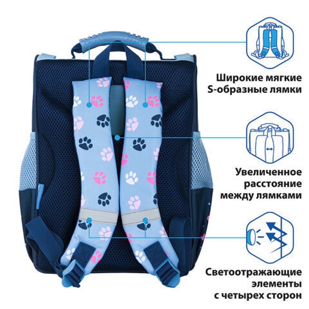 Ранец ПИФАГОР BASIC, с эргономичной спинкой, "Little friend", 35х28х18 см, 270684