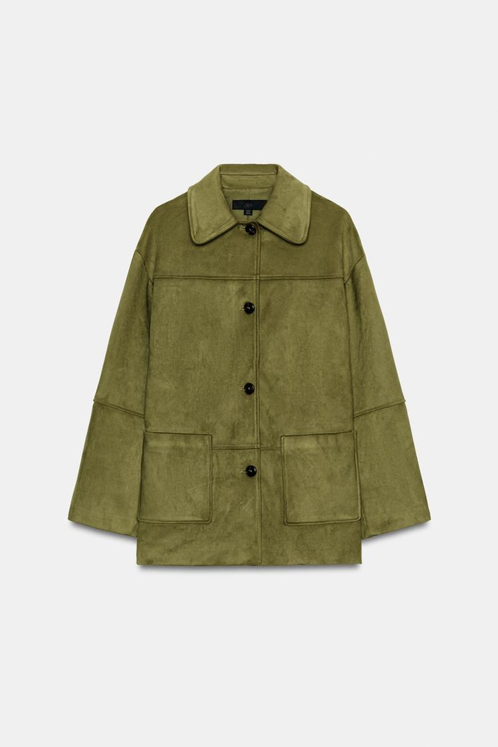 ZARA ПАЛЬТО ИЗ ИСКУССТВЕННОЙ ЗАМШИ, ФИСТАШКОВЫЙ