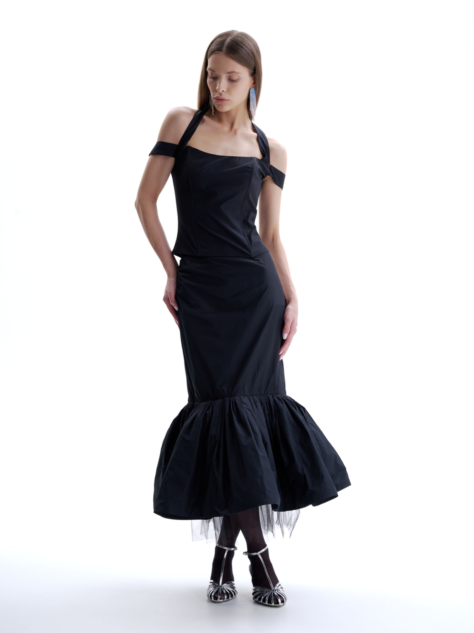 Корсет со спущенными бретелями из тафты