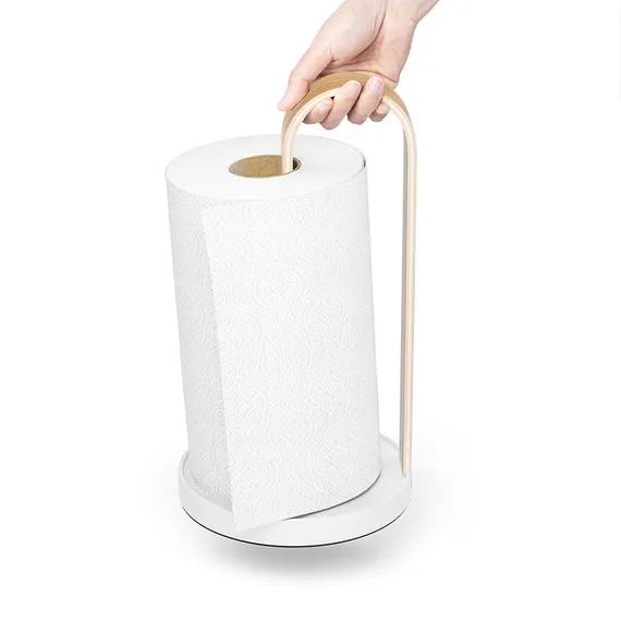 Держатель для бумажных полотенец bellwood, белый/натуральное дерево