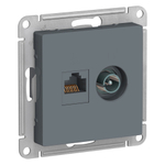 ATLASDESIGN РОЗЕТКА двойная ТВ + компьютерная RJ45, кат. 5Е, ГРИФЕЛЬ
