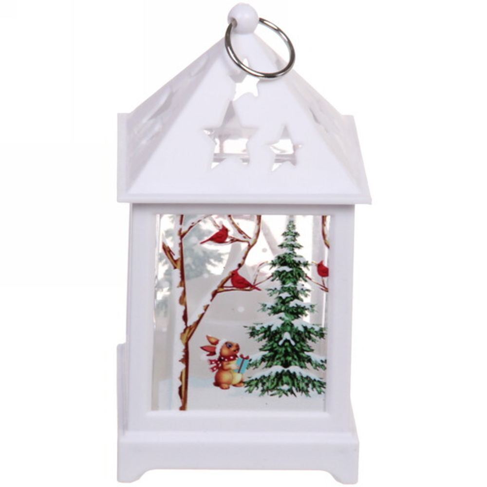 Сувенир с подсветкой «Звездный домик со снеговичком» 12,5*6,5 см, Белый