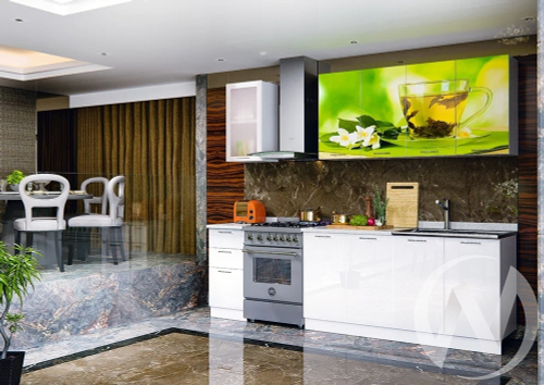 Кухня фотопечать Чай мята 2;0м (белый/белый глянец холодный/антарес)