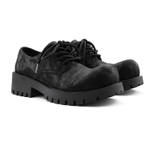 HANQIAORIJI Black Blood Collection Cow Split Leather Casual Shoes Men"s Black