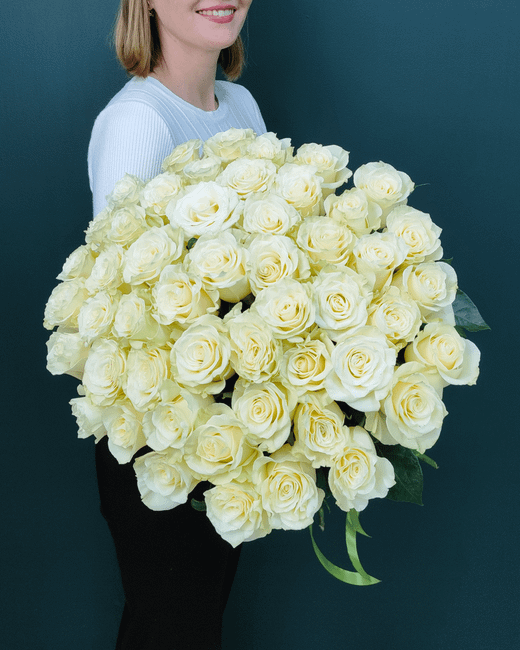 Роза белая 51шт Мондиаль(00440)