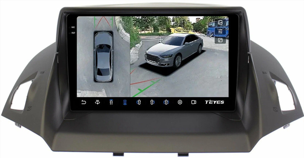 Магнитола для Ford Kuga 2 2012-2019 (без SYNC) - Teyes CC3-2K-360 монитор 9.5" 2K QLED на Android 10, 6Гб+128Гб, CarPlay, 4G SIM-слот, 4 камеры в комплекте