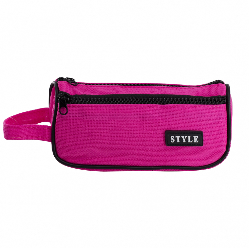 Пенал - косметичка Alingar, ткань, молния, боковой карман, петля, 195 х 80 х 45 мм, "STYLE", малиновый неон, европодвес