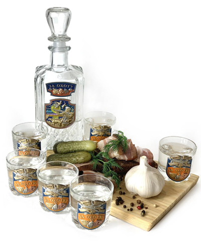 Подарочный набор графин и стопки для охотника