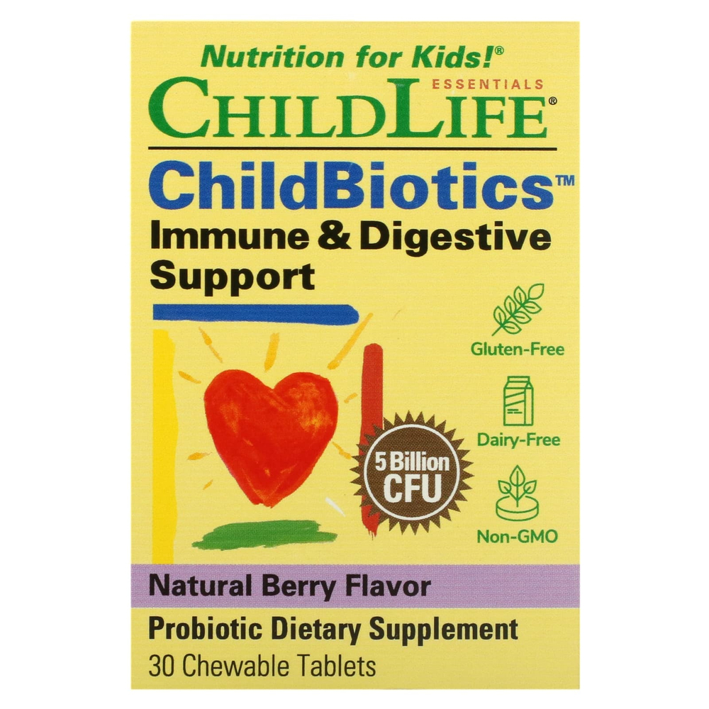 ChildLife Essentials, LiveBiotics, поддержка иммунитета и пищеварения, натуральный ягодный вкус, 5 млрд КОЕ, 30 жевательных таблеток
