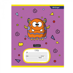 Тетрадь 12л., линия, Alingar, скрепка, блок офсет, 100% белизна, мелованный картон (стандарт), "Весёлые монстрики"