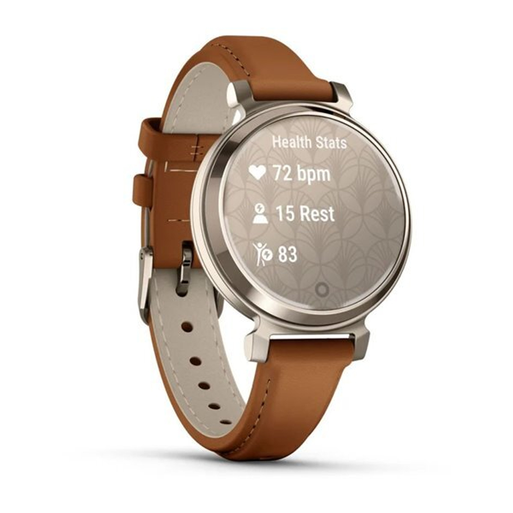Смарт Часы Garmin Lily 2 Classic кремово-золотистые со смуглым кожаным ремешком
