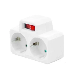 Двойник с кнопкой, выключателем. 2 евророзетки.