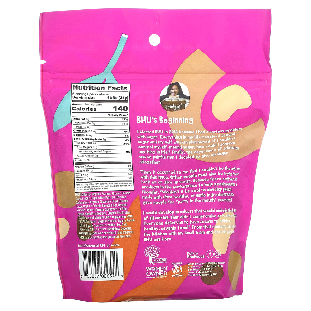 BHU Foods, Protein Bites, арахисовая паста, тесто для шоколадного печенья, 6 порций, 25 г (0,88 унции)