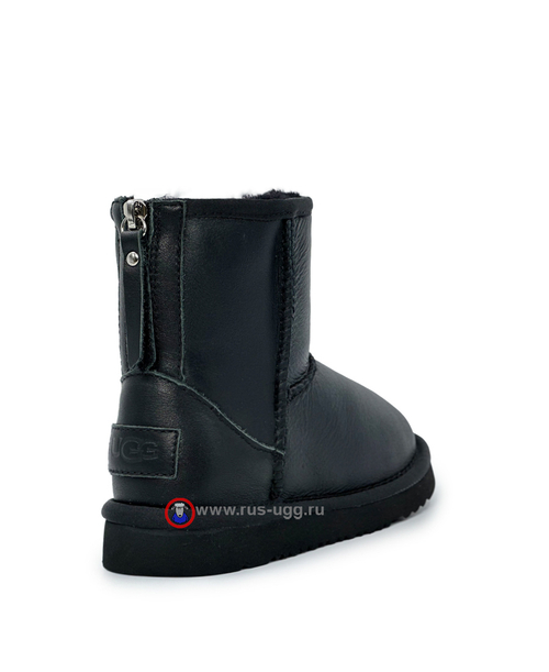 KIDS CLASSIC SHORTZIP LEATHER Black
