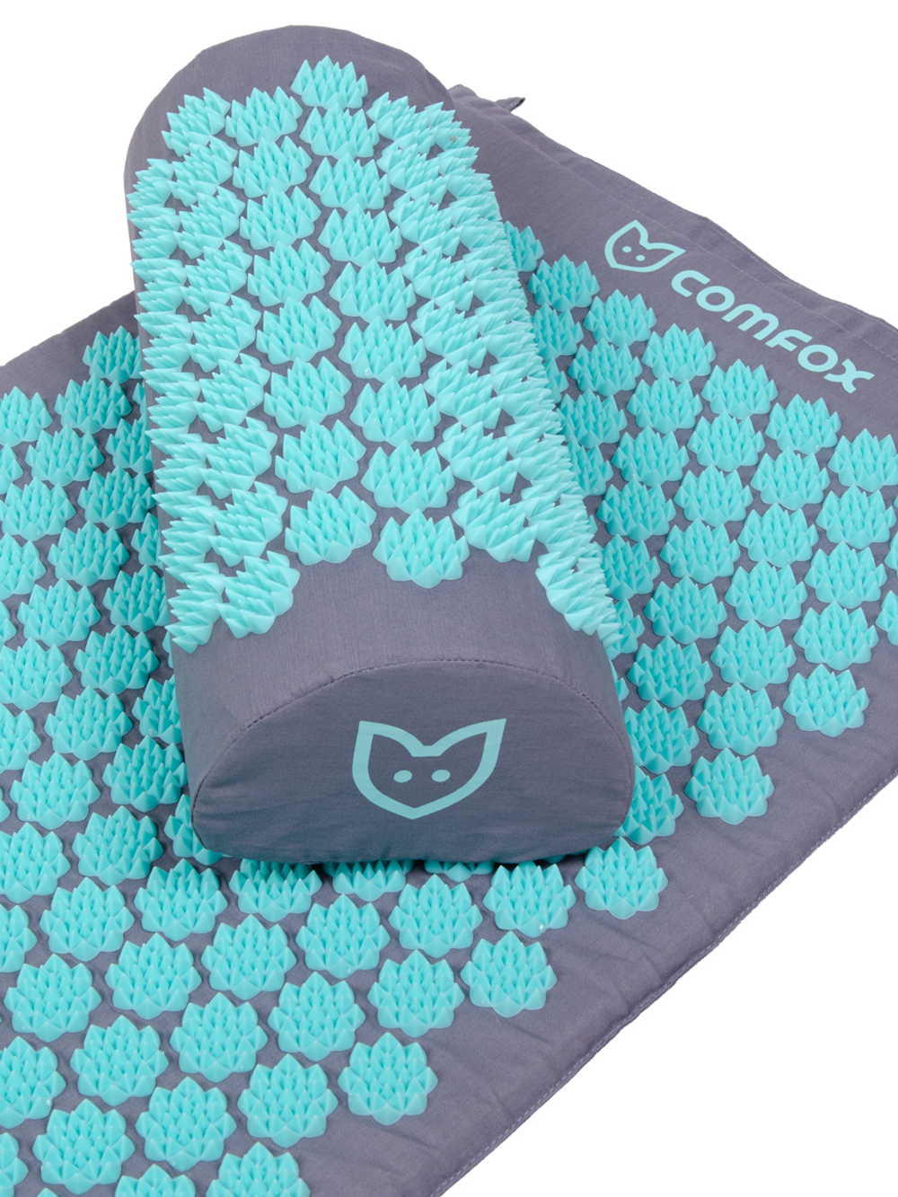 Набор массажный акупунктурный коврик + подушка Comfox (серо-голубой)