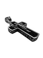 Крест деревянный с элементами серебра "Распятие.Святой Николай Чудотворец"