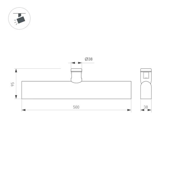 Трековый светодиодный светильник Arlight Art-Apriori-Flat-L500-15W Warm3000 039295