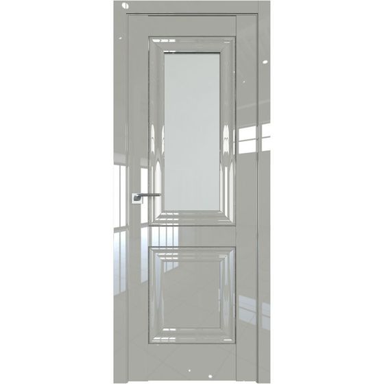 Межкомнатная дверь глянцевая Profil Doors 28L галька люкс остеклённая