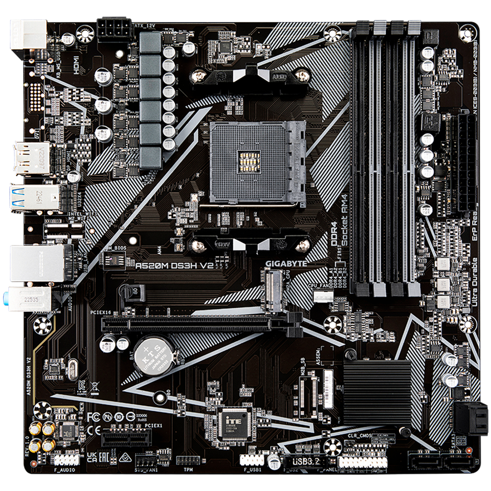 GIGABYTE MB AM4, A520, 4xDDR4, DP + HDMI, 1xPCIe x16 3.0, 1xPCIe x1, 1xM.2, 4xSATA, GbE LAN, mATX