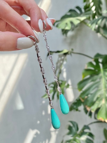 Серьги Ermolov длинные бирюза