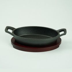 Сковорода для подачи на дерев. подст. 15,5*9,7 см овальная чугун 2 ручки P.L. Proff Cuisine