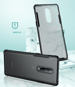 Чехол защитный на OnePlus 8 черные рамки, серия Ultra Hybrid от Caseport