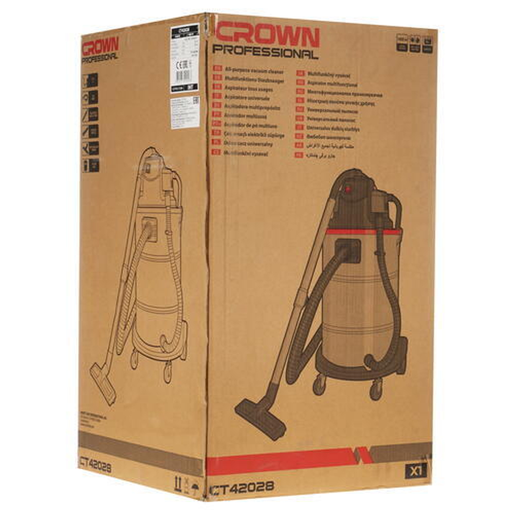 Пылесос строительный CROWN 1400Вт, 60л, (СТ42028)