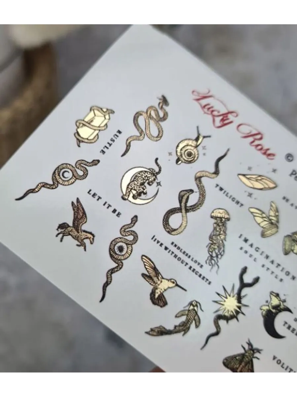 Lucky Rose Слайдеры наклейки для длинных ногтей Foil 074