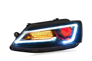 Передние фары Джетта 6 2011-2019 V12 type [Комплект Л+П; ходовые огни; биксеноновая линза Q5; электрокорректор]