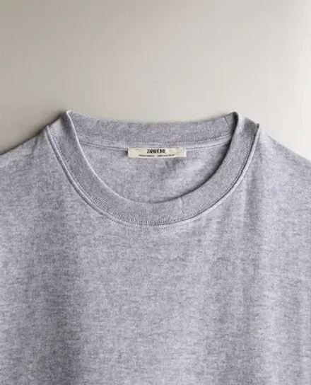 ZARA HOME ХЛОПКОВАЯ ФУТБОЛКА, СЕРЫЙ