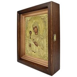 Троеручица. Старинная писанная икона Божией Матери в окладе