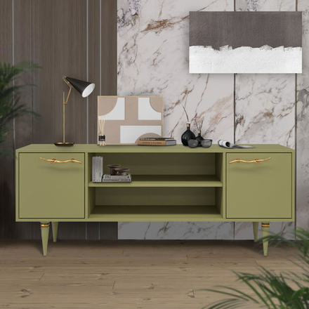 Тумба под ТВ Арт Колор matte 155см Классик Голд Зеленая олива матовая