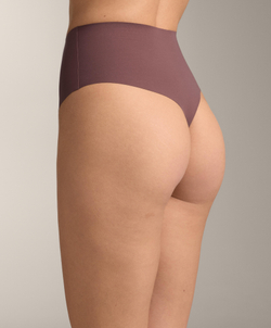 OYSHO Набор из двух трусиков-стрингов средней поддержки из смеси полиамида с высокой посадкой, темный баклажан