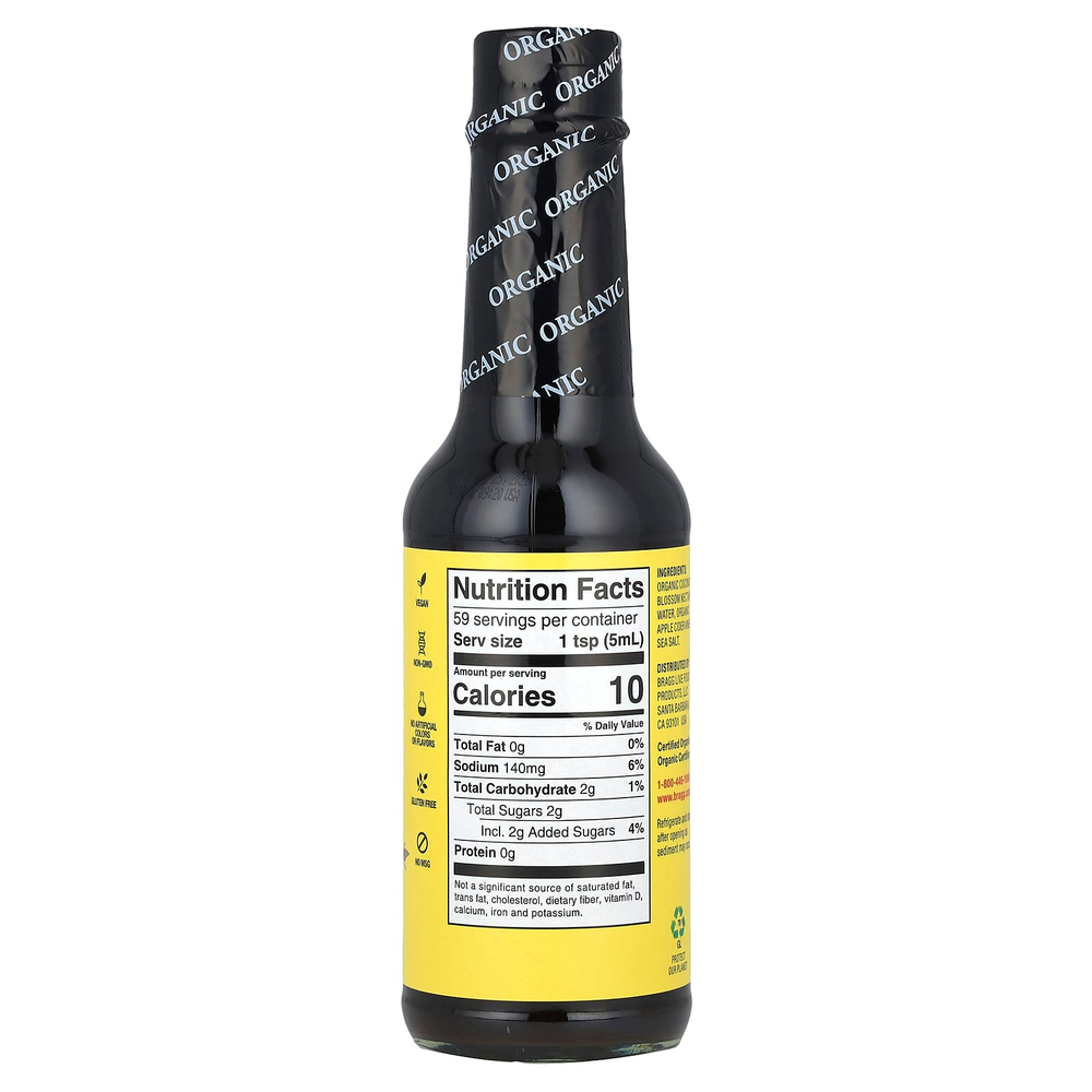 Bragg, Органические кокосовые жидкие аминокислоты, приправы без сои, 10 жидких унций (296 мл)