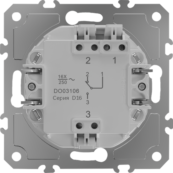 Механизм выключателя В1 с 2-х мест (проходного) с подсветкой,  16 A 250 В~,  самозажимные контакты,  серия D16