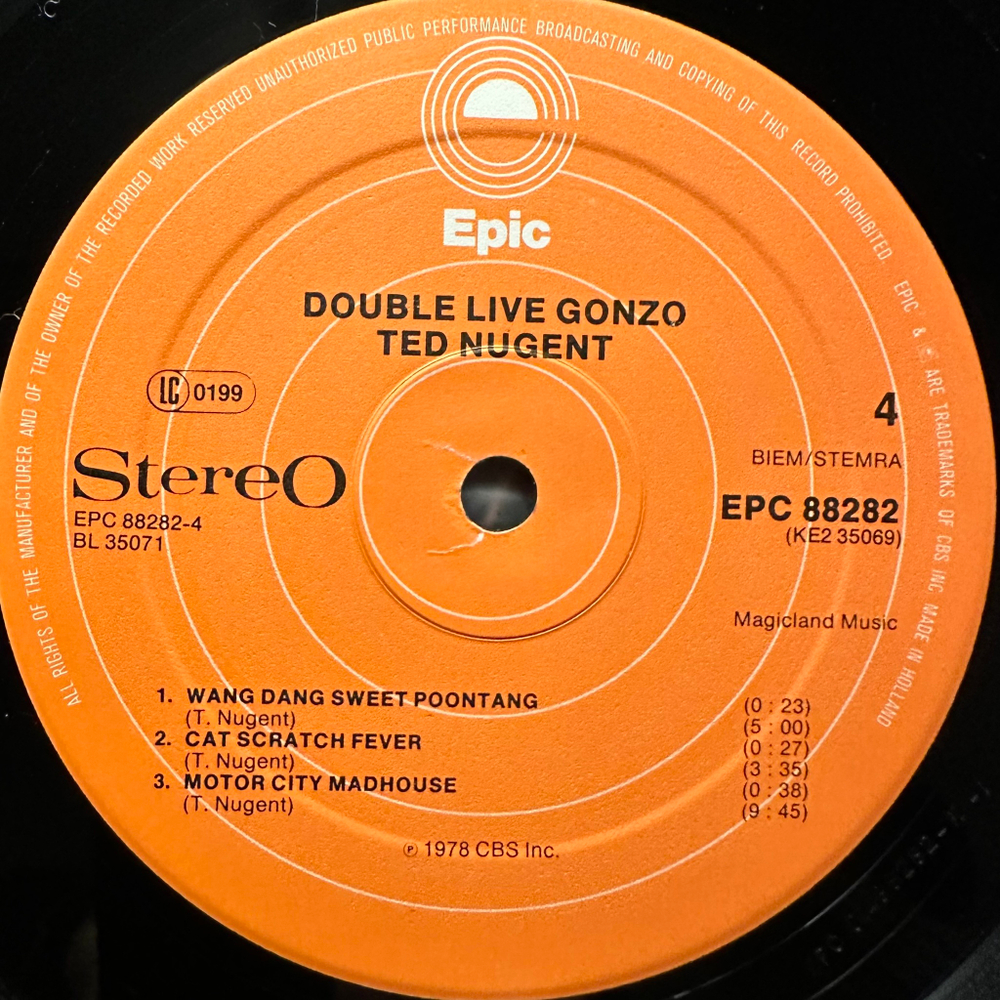 Ted Nugent ‎– Double Live Gonzo! 2LP (Голландия 1978г.)