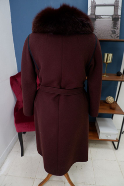 Пальто шерстяное с мехом 48-50 размер