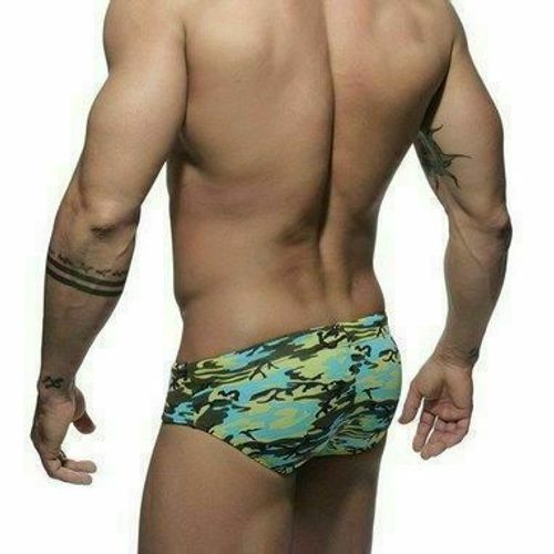 Мужские плавки брифы зелено-голубые Addicted Camo Push-up