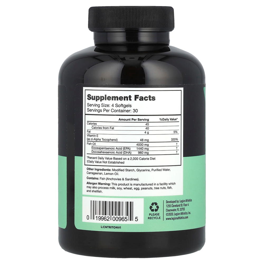 Legion Athletics, Рыбий жир Triton, 120 мягких таблеток
