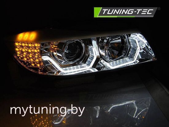 Передние фары 3D Angel Eyes для BMW 3 E90 / E91 (05-08) хромированные