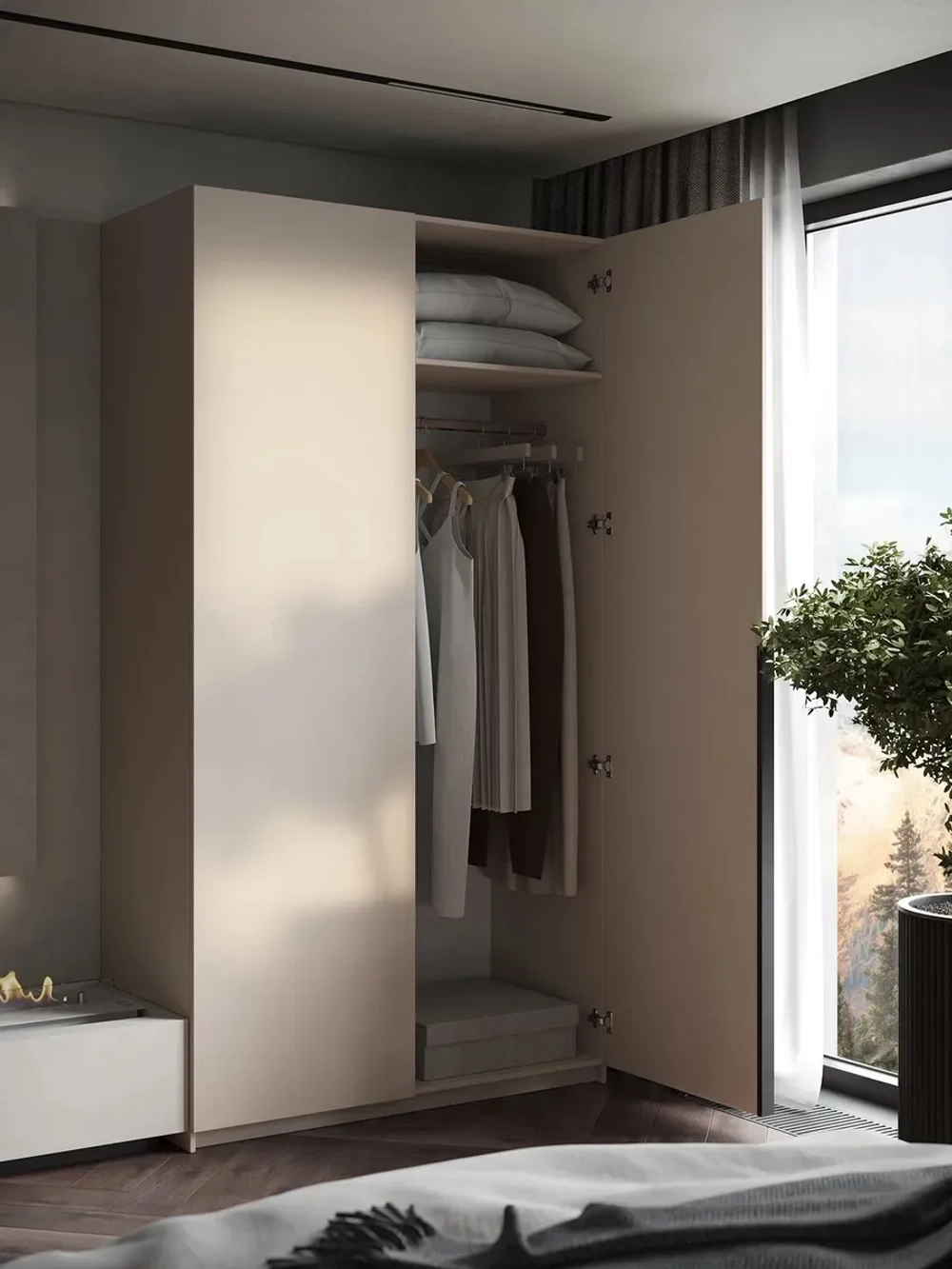 Шкаф Распашной Бежевый 121х220х52,5 SOHO с ручкой