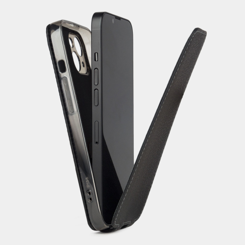 Чехол для iPhone 14 из кожи теленка, цвета черный